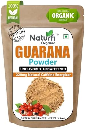 Organic Guarana Powder - 1,000 mg Per Serv | 100 Grams / 3.5 Oz | Brazilian Herbal Extract, Bulk Superfood, Coffee Substitute, Vegan Friendly