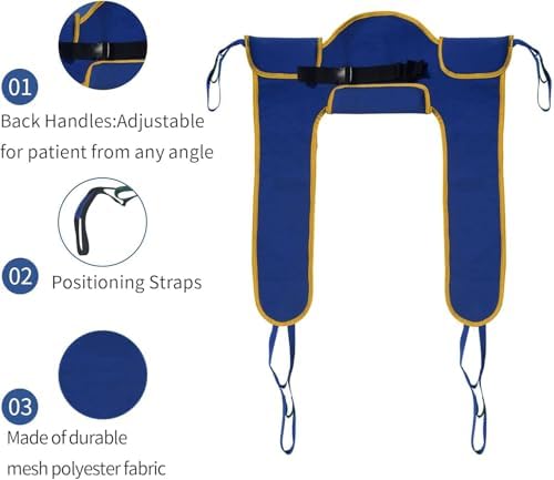 Universal Padded Lift U Sling, Polyester Divided Leg Slings for Patient Lifts - Compatible with Hoyer, Invacare, McKesson, Drive, Lumex, Joerns and More 450 lb(L)