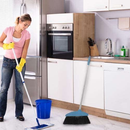 LIFKOME Heavy Duty Lobby Broom with Handle Soft Bristles for Efficient Indoor Cleaning for Homes and Garages Antihair Wrap Design for Easy Maintenance