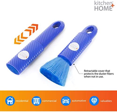 Kitchen + Home Compact Static Duster - 6.5" Inch Travel Duster with Carry Case - Electrostatic Duster attracts dust Like a Magnet!