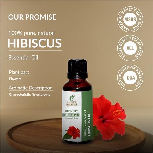 Hibiscus Oil 15 ML (0.51 Fl.OZ) | 100% Pure Natural Undiluted Uncut Therapeutic Grade Hibiscus Sabdariffa L Essential Oil