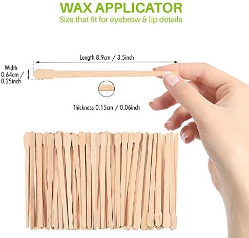 Mibly 200 Pcs Wooden Wax Sticks - Eyebrow, Lip, Nose Small Waxing Applicator Sticks for Hair Removal and Smooth Skin - Spa and Home Usage