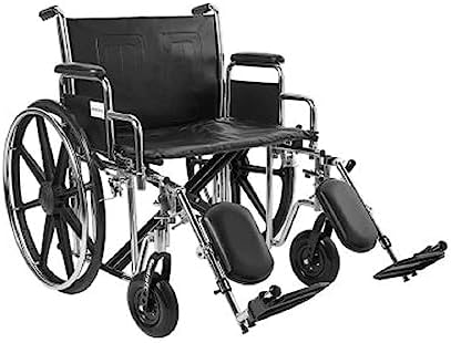 24" Bariatric Wheelchair, Steel Frame, Black, Detachable Desk Arm, Swing Away Elevating Leg Rest, 450 Lb. Capacity