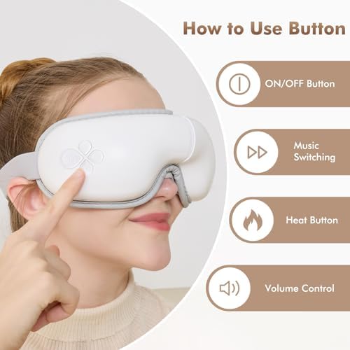 LAOBEN Eye Massager with Heat, Mothers Day Birthday Gift for Mom, Electric Eye Mask with Light-Blocking Design, 180°Portable Folding Design, Sleep Gift for Office, Travel, Home Use for Women and Men
