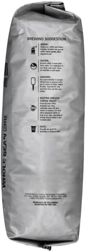 Colombian Supremo Coffee, Whole Bean, Medium Roast – Quality Kirklant – Kosher Certified, 3 lbs Bag