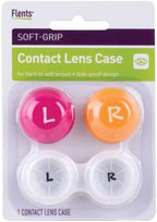 Flents Soft Grip Contact Lens Case, Travel-Sized, Leak-Proof Design, Durable and Sturdy, Soft Grip, Daily Usage and Easy to Use, Color May Vary, BPA Free