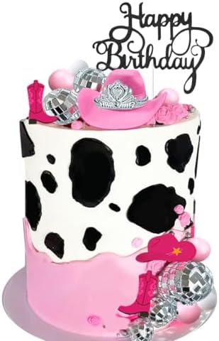Disco Cowgirl Cake Topper Cowgirl Hat and Boot Cake Toppers Disco Ball Cake Topper Western Cowgirl Birthday Party Favors Supplies