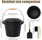 BRIAN & DANY Mini Ash Bucket with Lid and Shovel, 1.3 Gallon Fireplace Bucket with Broom, Ash Can for Fireplace, Ashes, Fire Pit, Wood Burning Stove