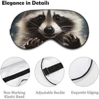 Cute Funny Raccoon Sleep Mask Sleeping Mask Elastic Blackout Sleeping Eye Mask for Full Night's Sleep Travel and Nap