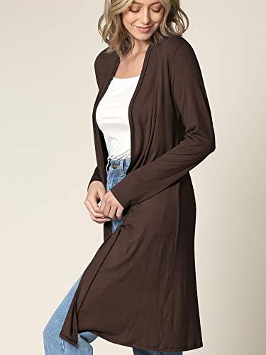 Lock and Love Women's Long Cardigan – Fall Casual Draped Open Front Lightweight Duster with Long Sleeves