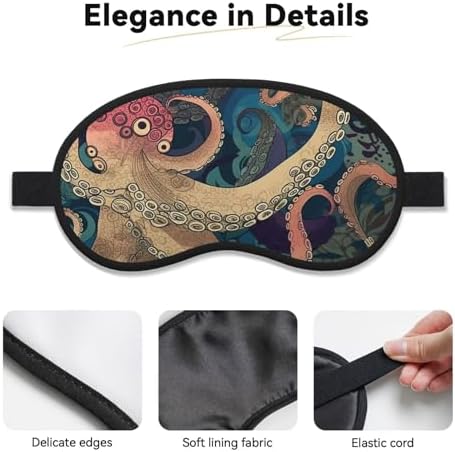 Abstract Octopus Kraken Sleep Mask for Women Men Soft Travel Eye Mask with Adjustable Straps Sleeping Eye Shade Cover for Travel Yoga Nap Sleeping
