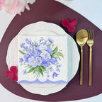 Pretty Laciness Floral Paper Napkins 6.5x6.5 inch 2-Ply Decorative Party Napkins Disposable Dining Decoupage Napkins (Purple)