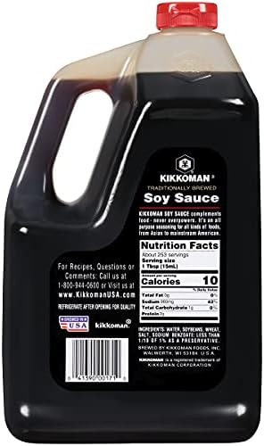 Kikkoman - Traditionally Brewed Soy Sauce, All Purpose Seasoning - 1 Gallon (Pack of 1)