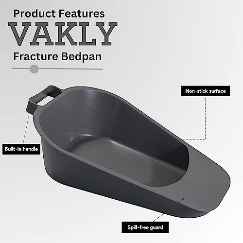 Vakly Fracture Bedpan (10 Pack) Portable Easy-Clean Plastic Bed Pan with Built-in Handle & Spill-Free Guard for Bed-Bound or Bedridden Patients, Home or Hospital Use