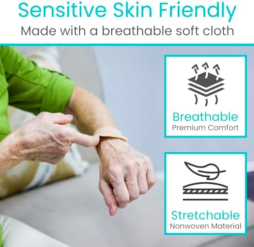 Vive Care Self Adhesive Bandage Wrap (12 Rolls) Cohesive Extra Sticking Stretch Wound Wraps - Elastic Athletic Tape for First Aid, Injuries & Sports, Arm, Leg, Ankle, Wrist, Fingers, 2" x 5yd Roll