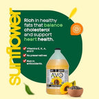 AVO High-Oleic Organic Sunflower Oil for General Cooking, 1 Gallon, Non-GMO Certified, Neutral Flavor Cooking Oil