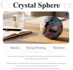SUNYIK Rainbow Titanium Coated Druzy Geode Sphere Ball,Crystal Quartz Agate Ball,Healing Sculpture Figurine for Easter Day