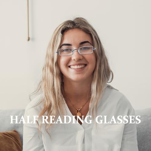 KoKoBin 2 Pairs Half Reading Glasses Square Semi Rimless Readers Metal Frame for Men and Women