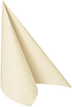 Papstar Cloth Like Paper Disposable Dinner Napkins, 16?x16? ¼ Fold, 50 Pack, 3 Different Color Options, Elegance Design (Champagne/Gold)