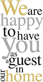 IHR Ideal Home Range Dinner Napkins Disposable 3-Ply Paper Hand Towels, 8.25" x 4.5", Happy to Have You (Gold and Silver), 16-Count