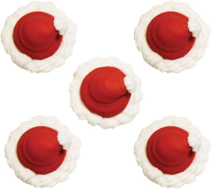 Anniversary House Christmas Santa Hats Edible Cake Decorations, Handcrafted Cake Toppers, Edible Fondant Icing Sugar Cupcake Toppers, SFX256