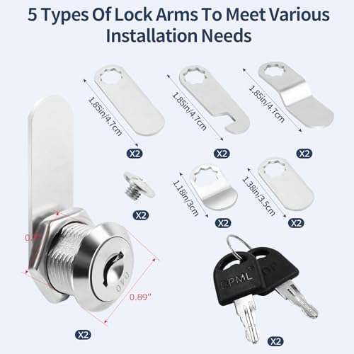 5/8'' Alloy Cam Locks with Keys, for Mailbox, Toolbox and Pickup Trucks,RV Compartment Storage Locks (2 Pack)
