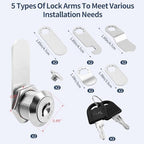 5/8'' Alloy Cam Locks with Keys, for Mailbox, Toolbox and Pickup Trucks,RV Compartment Storage Locks (2 Pack)