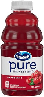 Ocean Spray® Pure Unsweetened Cranberry, 100% Cranberry Juice From Concentrate, 32 Fl Oz Bottle (Pack of 8)