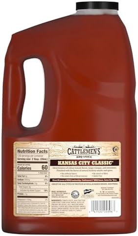 Cattlemen's Kansas City Classic BBQ Sauce, 1 gal - One Gallon Jug of Kansas City Barbecue Sauce, Perfect Tangy, Sweet Flavor for Pork, Wings, Chicken and More