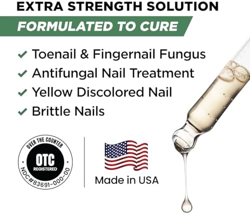 Foot Cure Toenail Fungus Treatment Extra Strength – Athletes Foot Treatment for Toenails, Restorative Nail Repair for Damaged Nails, Toenail Softener with Tea Tree Oil & Oregano Oil - Made in USA