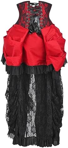 Daisy corsets Women's Daisy Corsets Top Drawer Steel Boned Red/Black Lace Victorian Bustle Underbust Corset Dress