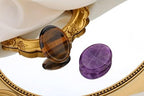 2PCS Worry Stone for Anxiety Tigers Eye Amethyst Healing Crystals Hand Thumb Stones Pocket Gemstones Meditation Accessories Oval Crystal Natural Relax Palm Stone Anxiety Relief Items Stocking Stuffers