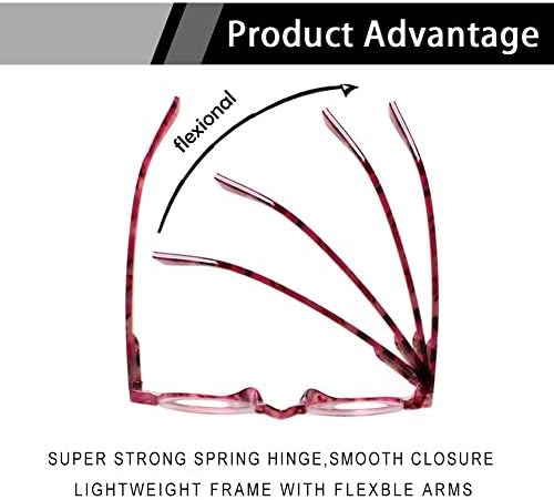 4 Pairs of Colorful Fashion Half Moon Frame Reading Glasses Spring Hinge Male and Female Readers