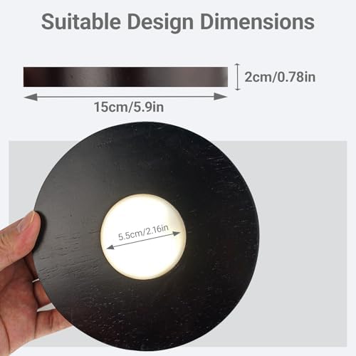 Wood LED Light Base - Crystal Display Base for Glass Art/Acrylic, 3 Light Modes with 10-Level Dimming & Auto Timer (Dark Brown, 5.9 inch)