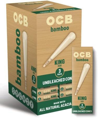 OCB Bamboo Unbleached Pre-Rolled Rolling Paper Cones King (109mm) Size - 3 Cones