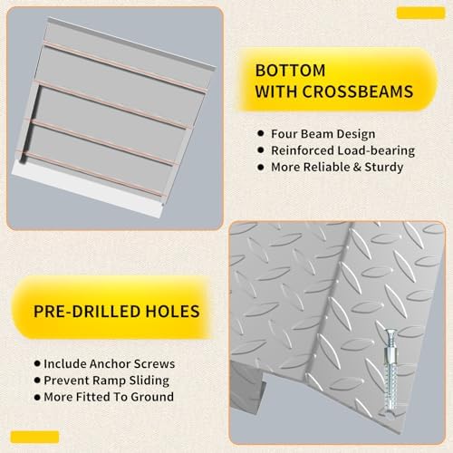 Door Threshold ramp, Door ramp for 2in to 8in Rise, Heavy Duty Front Door ramp for Elderly wheelchairs/Walkers/Scooters(33.5" L*31.7" W, Alloy Iron, 32LBs, Max 800LBs)