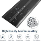Aluminum Metal Door Threshold, Floor Transition Strip, 36'' L x 2.4'' W x 0.1'' H, Flat-Profile Threshold, Flooring Gaps Carpet Vinyl Wood, Stylish Doorway Transition Draft Protection (Black)