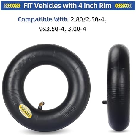 GICOOL 2.80/2.50-4 Inner Tubes, 2 Pack with TR87 Valve Stem, Heavy-Duty Inner Tubes, Replacement Tubes for Wheelbarrows, Hand Trucks, Dollies, Lawn Mowers, Scooters, Go Karts