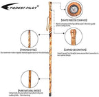 Big Ball Head Twisted Style Wooden Walking Stick for Hiking with Compass (Nature Color, 48 Inches, One Piece)