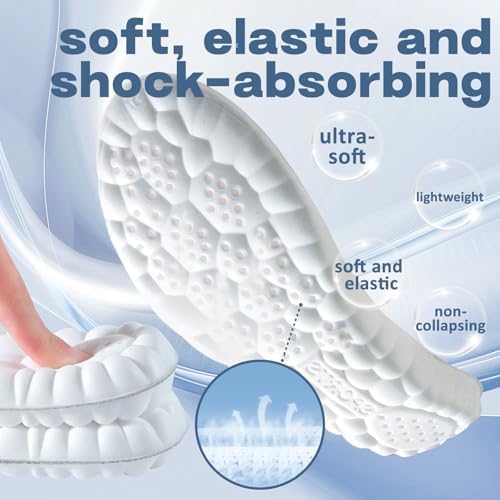 4D Cloud Soles for Men Women,Cloud Insoles,Shoe Inserts Cuttable,Anti Fatigue,Shock Absorption,Foot Pain Relief (Black,Men: 8-8.5/Women: 9-9.5)