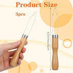 3 Pack Button Hook for Seniors, Button Assist Device with Comfort & Wide Easy-Grip Wooden Handle for Shirts, Coats, Dresses, Elderly Assistance Products for Arthritis & Limited Dexterity