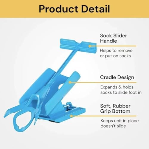 Sock Slider Easy On Easy Off Sock Aid Kit Sock Helper Pain Free No Bending, Stretching or Straining System for Pregnancy and Injuries Living Tool Blue