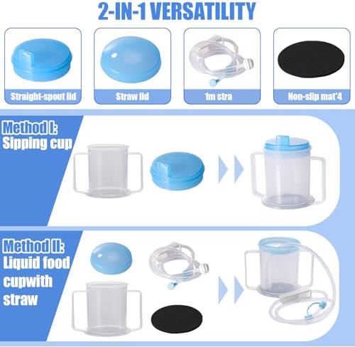 Adult Sippy Cup for Elderly Spill Proof - 300ml With 1M Long Straw,Adult Sippy Cup,Elderly Sippy Cup,Sippy Cups for Adults.Non Spill Cups for Adults Hospital Disabled Dysphagia Patients