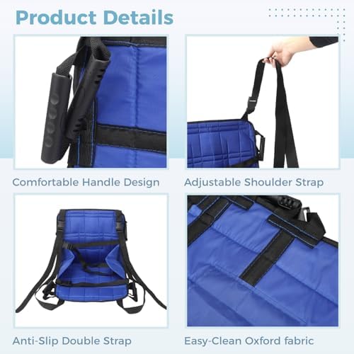 Patient Lift Transfer Pad for Stairs, 260lbs Stair Slide Board Assist with Reinforced Handles & Buckles, Safety Transport Sling for Seniors, Disabled, Wheelchair & Bed Evacuation