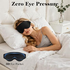 3D Eye Mask Sleep Mask for Men & Women, 100% Pressure-Free & Light Block-Out Eye Mask for Sleep with Easy Adjustable Strap, Night Eye Cover for Travel, Black