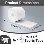 4 Pack Pre Wrap Athletic Tape, Black, 2.76 Inches x 29.5 Yards, Protect for Wrists Ankles and Knees, Athletic Foam Underwrap for Sports