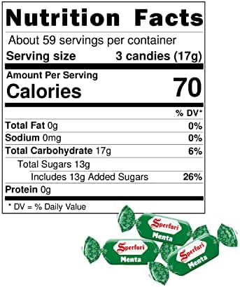 Sperlari "Menta" Mint Hard Candy Bulk Bag, Individually Wrapped Italian Sweets, 1 Kg / 2.2 Lbs Bag (1-Pack)