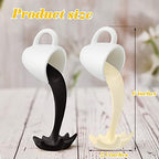 Jetec 2 Pcs Floating Spilling Coffee Cup Magic Pouring Splash Coffee Mug Pouring Spilling Mugs Cafe Novelty Funny Cup Sculpture Art Decoration for Home Decor(Black, Cream)