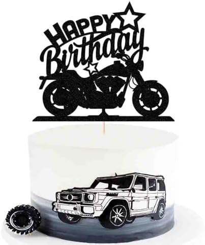 Happy Birthday Cake Topper Black Flash Motorcycle Party Decoration Birthday Party Cake Decoration