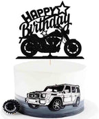 Happy Birthday Cake Topper Black Flash Motorcycle Party Decoration Birthday Party Cake Decoration